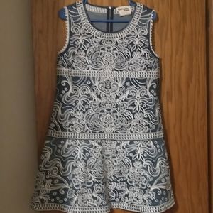 Embroidered Chambray Dress
